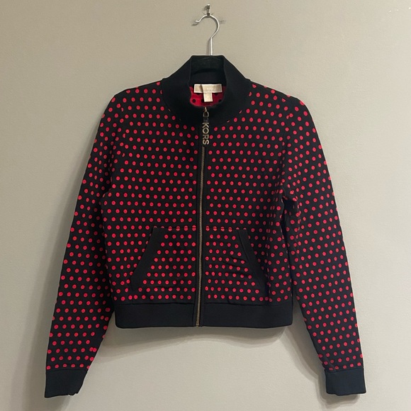 MICHAEL Michael Kors Polka Dot Knitwear Zip Up, Size Medium - Picture 3 of 10
